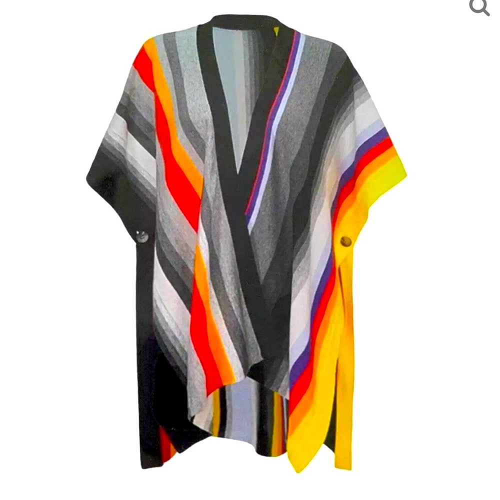 Cabi Serape Poncho Striped Cotton Colorful Cardigan Sweater Southwestern XS/S